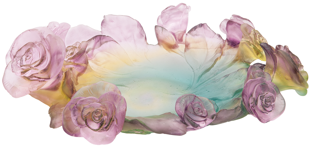 Green & pink rose passion bowl - Daum